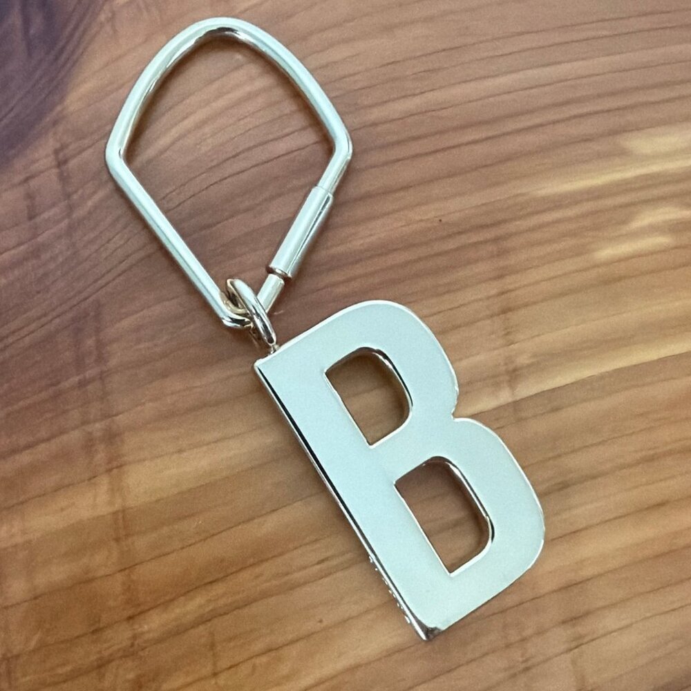 FOSSIL "B" Letter Initial Gold Tone Metal Keychain